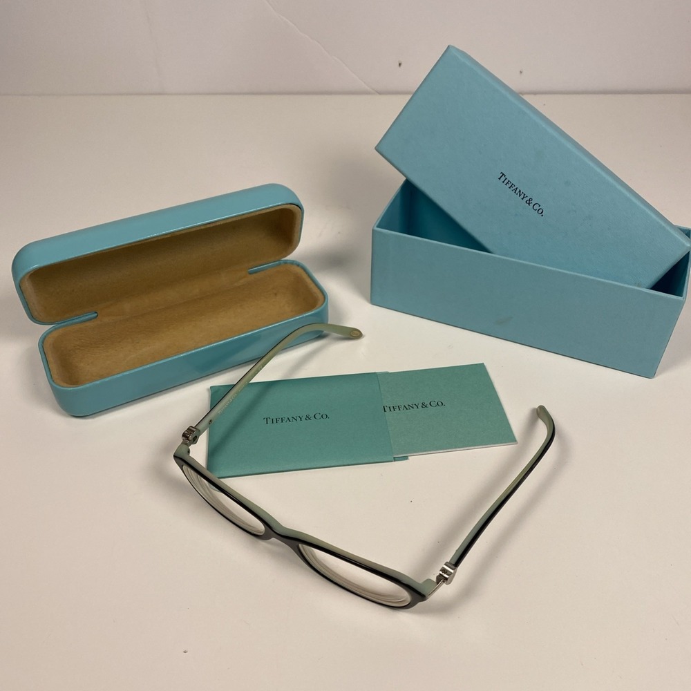 Tiffany & Co Eyeglass Frame TF2034 8055 Black + Tiffany Blue Italy  Case & Box